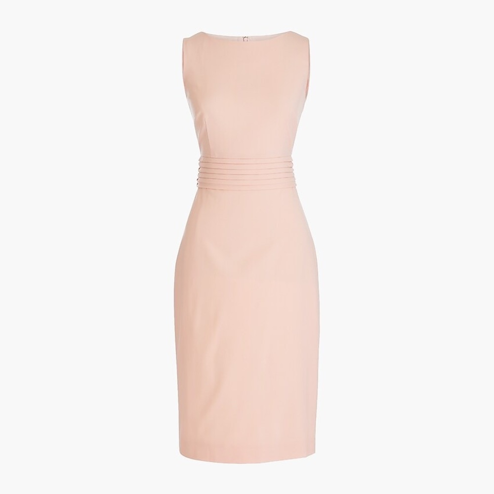 J Crew Pleated-Waist Sheath Dress Bi-Stretch Wool